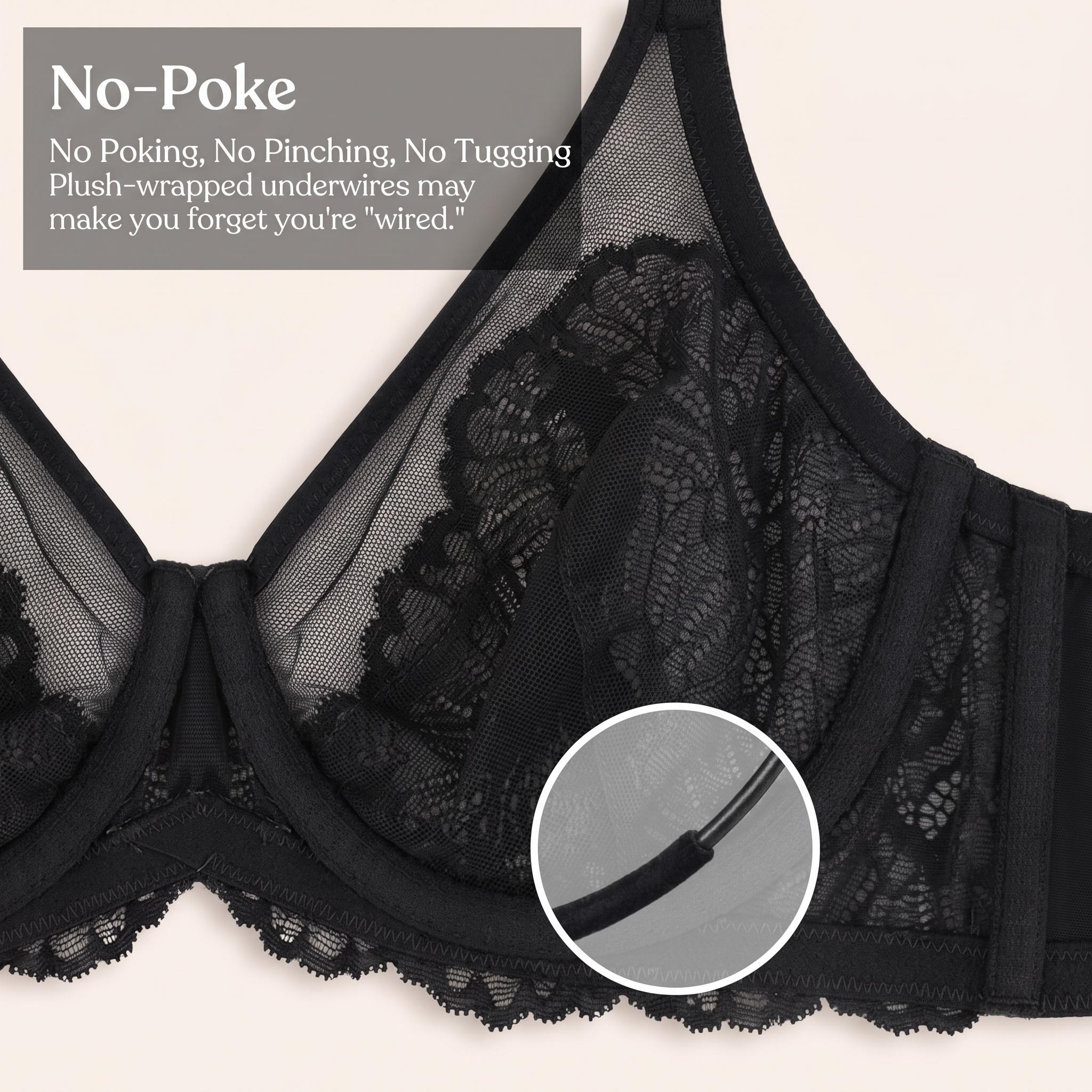 HSIA Blossom Floral Soft Lace Unlined Sheer Mesh Full Coverage Plus Size Non-Padded Underwire Bra Womenswear