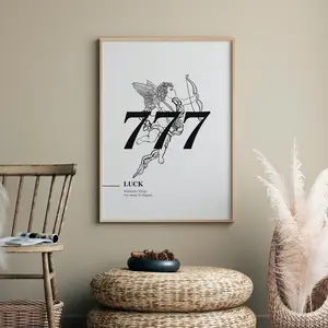 777 Angel Number Poster No Frame, Lucky Number Print, Wall Art Print, Manifestation Energy Spiritual Poster