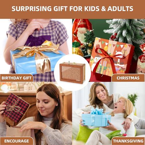 Wooden Money storage jar Money Bank, Countdown Money Saving Box with 10000 Dollars Target, Money storage jar with Money Target and Numbers to Check for Boys Girls (10000 USD)