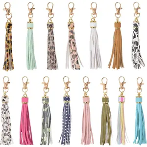 15 Pcs Faux Tassels Pendant,Keychain Tassels PU Colourful Tassel Pendants with Caps Tassel DIY Keychain and Craft Supplies Bag Decoration