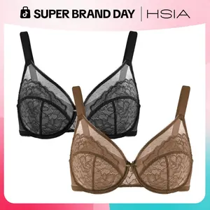 HSIA Enchante Unlined Floral Lace Underwire Plus Size No Padding Full Coverage Bra Set 2 Pack Womenswear