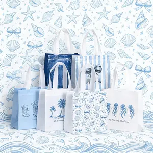 6pcs Blue Ocean Pattern Birthday Gift Bags, Perfect for Celebrations, Stylish Packaging for Birthdays, Ideal for Gifts and Presents