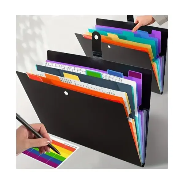 Black Hanging Expanding File Organizer Folder multi pocket document sorter accordion paperwork holder office filing organizer school paper storage folder receipt coupon file case portable document organizer desk file holder home office folder daily office