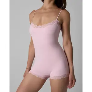 Lunaclo Women's Tiger Print Lace Trim Camisole & Shorts Set – Soft Stretchy Quick-Dry Sleepwear for Nightwear & Lounge, Sexy Elegant Pajama Set, Breathable & Lightweight