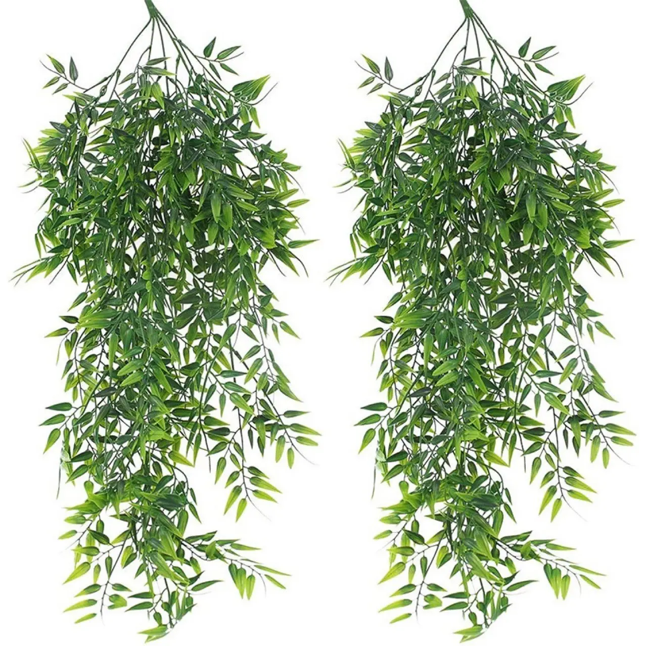 4 Pcs Artificial Nandina Bamboo Hanging Plants, Faux Greenery Plants, Realistic Decorative Fake Greenery Vines, Fake Bamboo Leaves Garland for Home Decor, Garden, Porch, Patio, Balcony