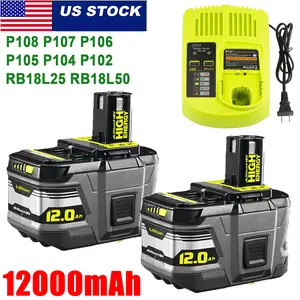 High efficiency 12AH Battery For RYOBI P108 18V For One Plus High Capacity Battery Lithium-i