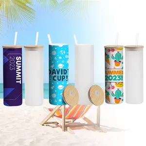 MHM Glass Sublimation Tumblers 20oz with Bamboo Lid & Straw - Reusable, Portable, and Washable Beverage Container