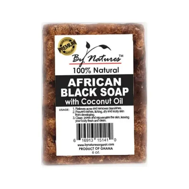 By Natures African Black Soap with Coconut Oil - Daily Moisturizer Cleanser, Nourishing Bath Bar for All Skin Types, 6.5 oz for Radiant Skin, Body Care, Sensitive Skin