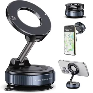 2026 New Strong Magnetic Phone Holder Mount, 360° Adjustable Foldable Vacuum Holder for Car, Desk or Bathroom, Compatible with iPhone & Android