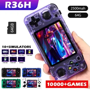 R36h Retro Compact Handheld Game Console, Open Source Linux System, Cortex-A35 Cpu, 64GB TF Card, 10,000+ Classic Games, 3.5 Inch IPS Screen