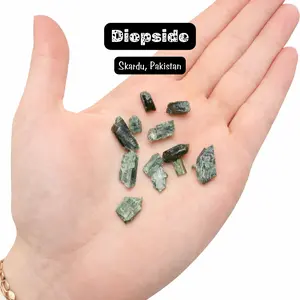 ONE Mini Dark Diopside Specimen - Pakistan - Rough Diopside Thumbnail Specimen