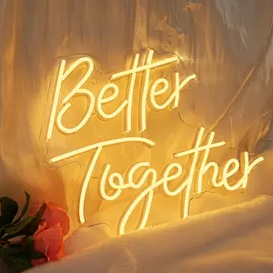 1pcs Better Together Neon Sign, USB Powered Dimmable LED Neon Light, Decorative Light Ambient Decor Lighting for Home, Office, Wedding, Engagement, Proposal, Girls Room Decoration, Decor Gifts