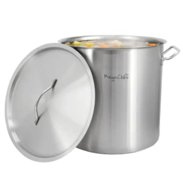 MegaChef MG-200706 38.5 qt. Professional Kitchen Round Stainless Steel Stock Pot with Lid