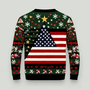 Celebrate the Holidays with Our Funny American Flag Ugly Christmas Sweater - Perfect for Family Parties and Festive Wear! Great Group Gift!