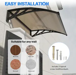 Excellent Weather Resistance Awning for Door Entrance 32-120 Inches with ABS Bracket Polycarbonate Cover UV Rain Snow Protection for Porch Patio Deck Wall Mounted Easy Installation