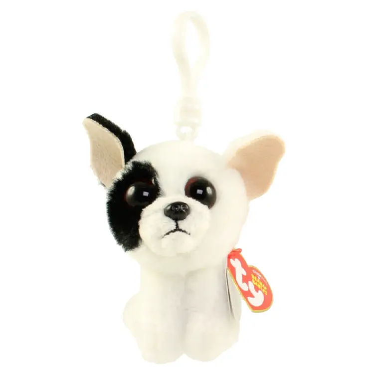 TY Beanie Baby Soft Plush Keychain - MARCEL the Dog Plastic Key Clip, 4 in