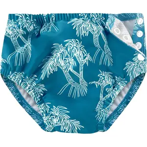 Baby Reusable Swim Diaper Washable UPF 50+ Snap Side Leakproof & Adjustable for Pool/Beach to Prevent Leaks Green Tree 0-6 Months