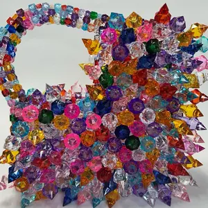 Woman's Heart-Shaped Spiky Beaded Handbag, multi-color, Ideal for every Outfits and Special Events. woman handbag