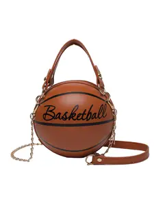 2026 New Women's Basketball Bag Letter Chain Fashion Chic Chain Crossbody Korean Style Simple Shoulder Crossbody Bag High-Quality Casual Tote