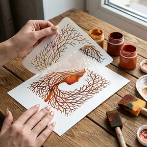 4pcs Creative Women Art Templates, Abstract Branch Pattern, Reusable for Crafts, Wall Art, Fabric, Canvas, Scrapbook, Windows, Home Decor, Diy Painting Supplies