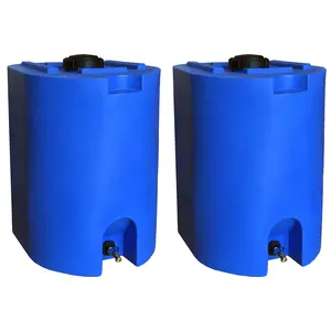 WaterPrepared 55 Gal Stackable Design Utility Water Tank with Large Cap (2 Pack)