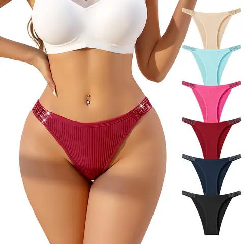 HOTCOM Women’s Low-Cut Fit Basic Panties – Soft Breathable Letter Waist Underwear for Everyday Comfort