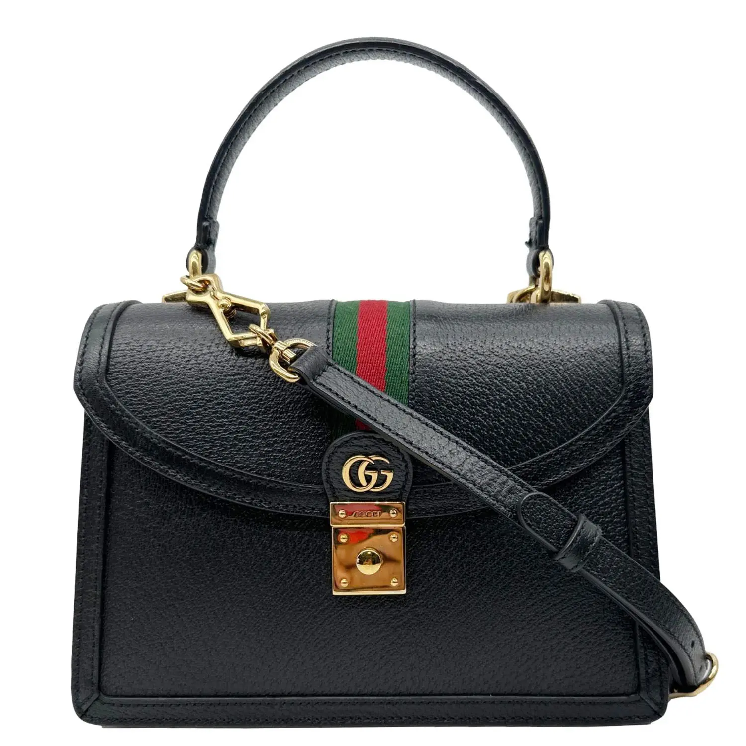 Pre-owned GUCCI Leather Shoulder Bags Ophidia Calfskin Top Handle Shoulder Bag Black 651055