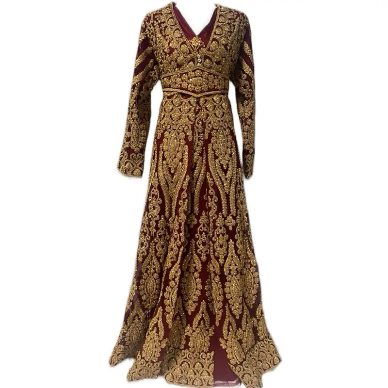 Three-piece Heavy  Kaftan Overall Length is 55… - Beautiful Embroidered Design with soft inside piece, V-Neckline, Long Sleeves, and Elegant Patterns