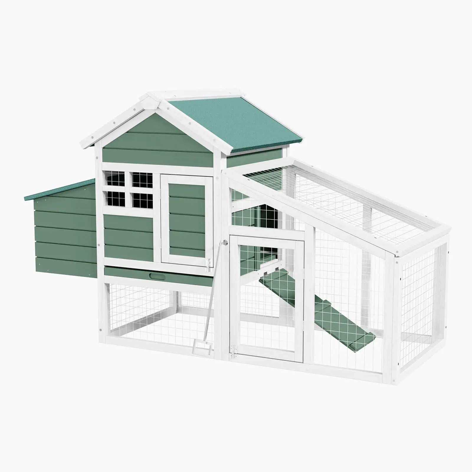 Garvee Wooden Chicken Coop Outdoor, Hen House with Nesting Box, Anti-Slip Ramp, Waterproof Roof, Pull-Out Cleaning Tray, Poultry Cage for Chicken, Duck, Quail, Backyard