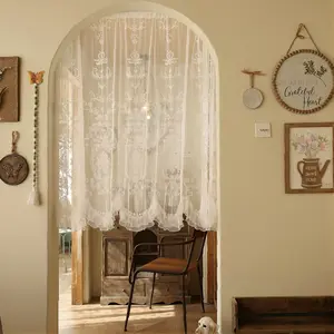 French Style Lace Ruffled Rod Pocket Curtains, Cute Sheer Drapes for Bedroom and Balcony, Bedroom Curtains Arch, Elegant Decorative Window Sheers, 1pc
