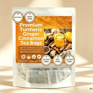 All Natural Turmeric Ginger Cinnamon Tea 60x3 Bags Herbal Blend for Clean Living Digestive Comfort Immune Support Lemon Beverage