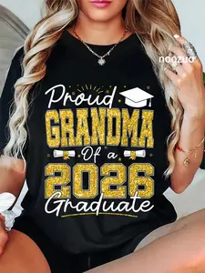 100% Cotton Proud Grandma of A 2026 Graduate Senior 2026 Grad Family T-Shirt