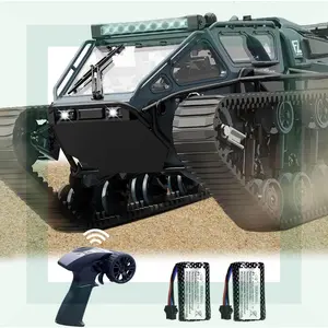 2.4G Fully Proportional Remote Control Tank - Rock Crawler RC Truck 4x4 Off Road Military Vehicle with 2 Batteries, All Terrain Drift Army Truck with Cool Lights, Great Gift for Kids Boys(Gag Toys & Practical Jokes)(Gag Toys & Practical Jokes)