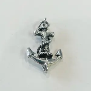 Sterling Silver 925 Oxidized Anchor Pendant Charm