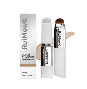 Color Changing Foundation Concealer Stick with Built-In Brush | 2-in-1 Color-Changing Foundation Stick Tone Adapting Makeup