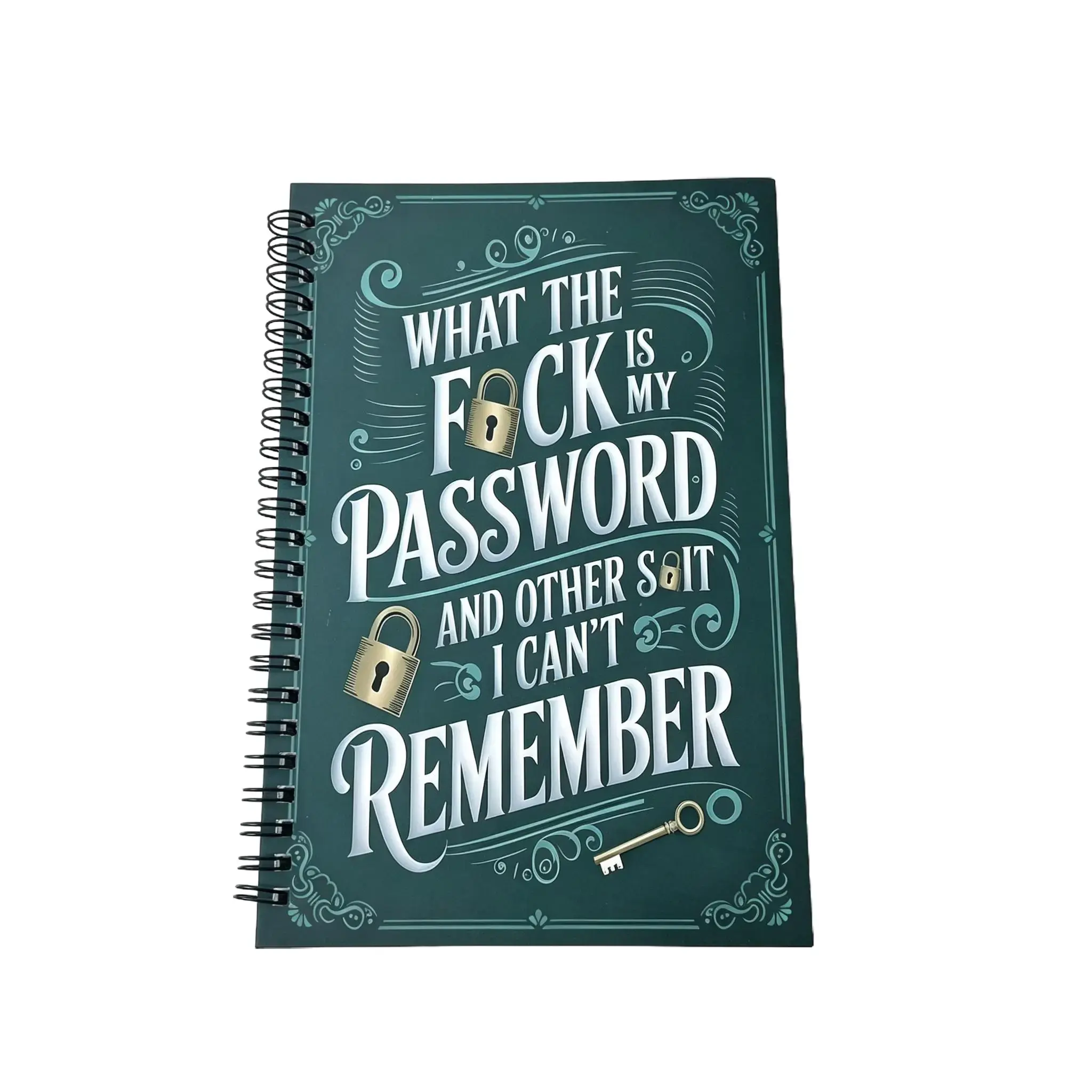 Funny Spiral Password Keeper Notebook, Internet Login & Username Information Organizer Log Book, Convenient Record-Keeping Journal for Home & Office Use