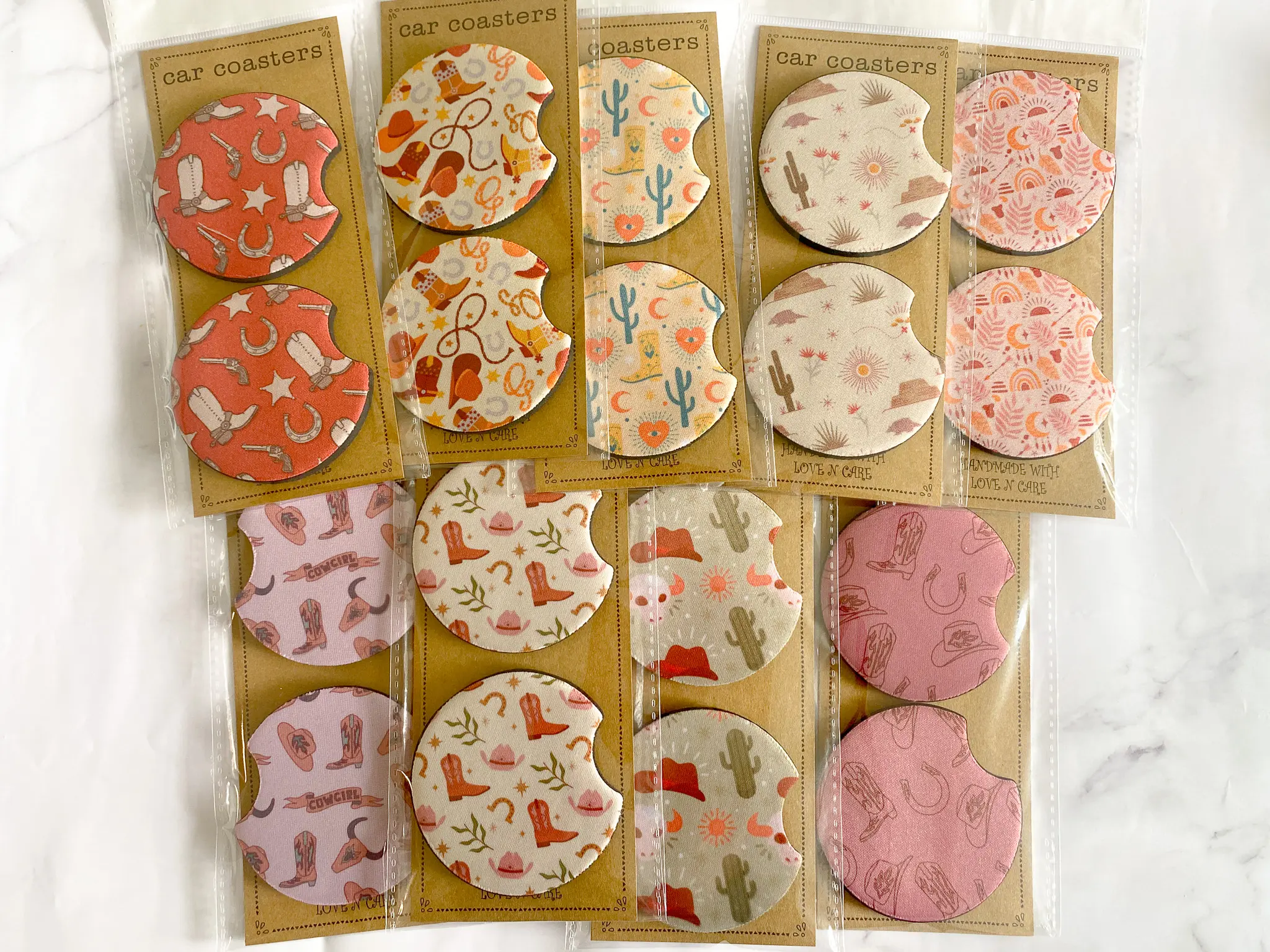 Retro Boho Car Coasters Set of 2 Absorbent Neoprene Automotive ...