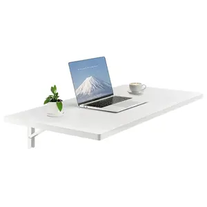 VEVOR Wall Mounted Folding Table, 39.4x 19.7 inches Wall Mount Table, Floating Desk with Iron Bracket, Fold Down Desk for Small Spaces, Home Office, Dining, Laundry Room, Kitchen, Bar, White