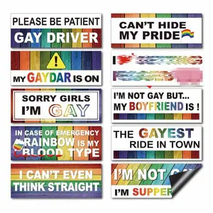 10 Pcs Magnetic Stickers, Funny Rainbow Bumper Prank Decals for Car, Truck, Luggage, Window & Refrigerator