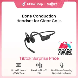SHOKZ OpenComm2 - Open-Ear Bone Conduction Headphones, Wireless Bluetooth Computer Headsets with Noise Canceling Mic and Mute Button for Work, Call, Meeting, 16 Hours Talk Time for Mobile & PC, Black