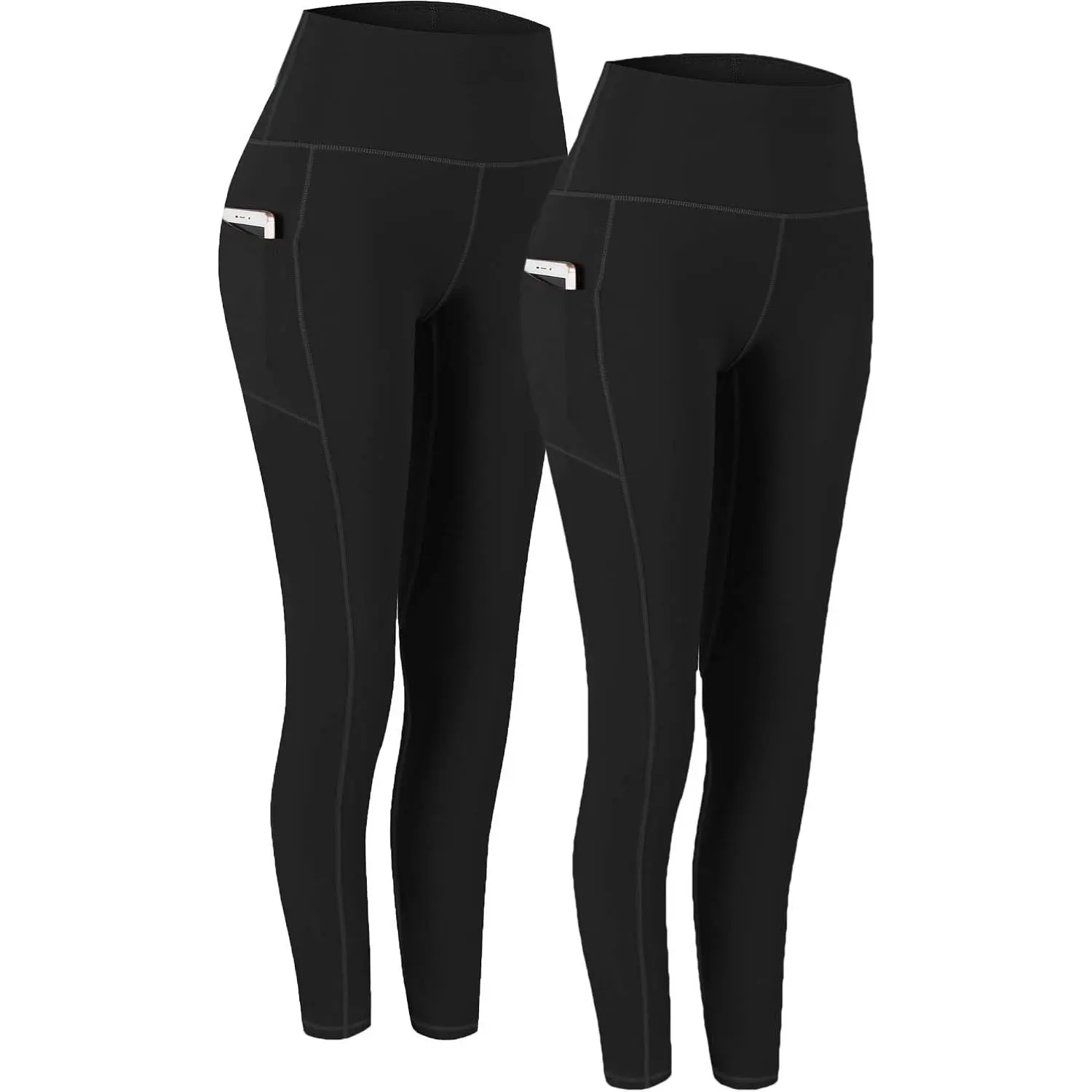 2 Pack High Waist Yoga Pants with Pockets, Tummy Control Workout Running Yoga Leggings for Women