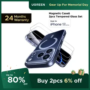 UGREEN Magnetic Case& 2pcs Tempered Glass Set for iPhone 17 series,Military-Grade Drop Protection,Compatible with Magsafe,  2 Pack 9H Tempered Glass Screen Protectors– 360°Full ProtectionDurable, Anti-Yellowing,Shockproof, Ultra-tiktokshopmemorialday