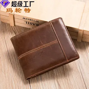 RFID Blocking Genuine Top Layer Cowhide Bi-fold Short Wallet, Multi Card Slots Coin Holder Purse