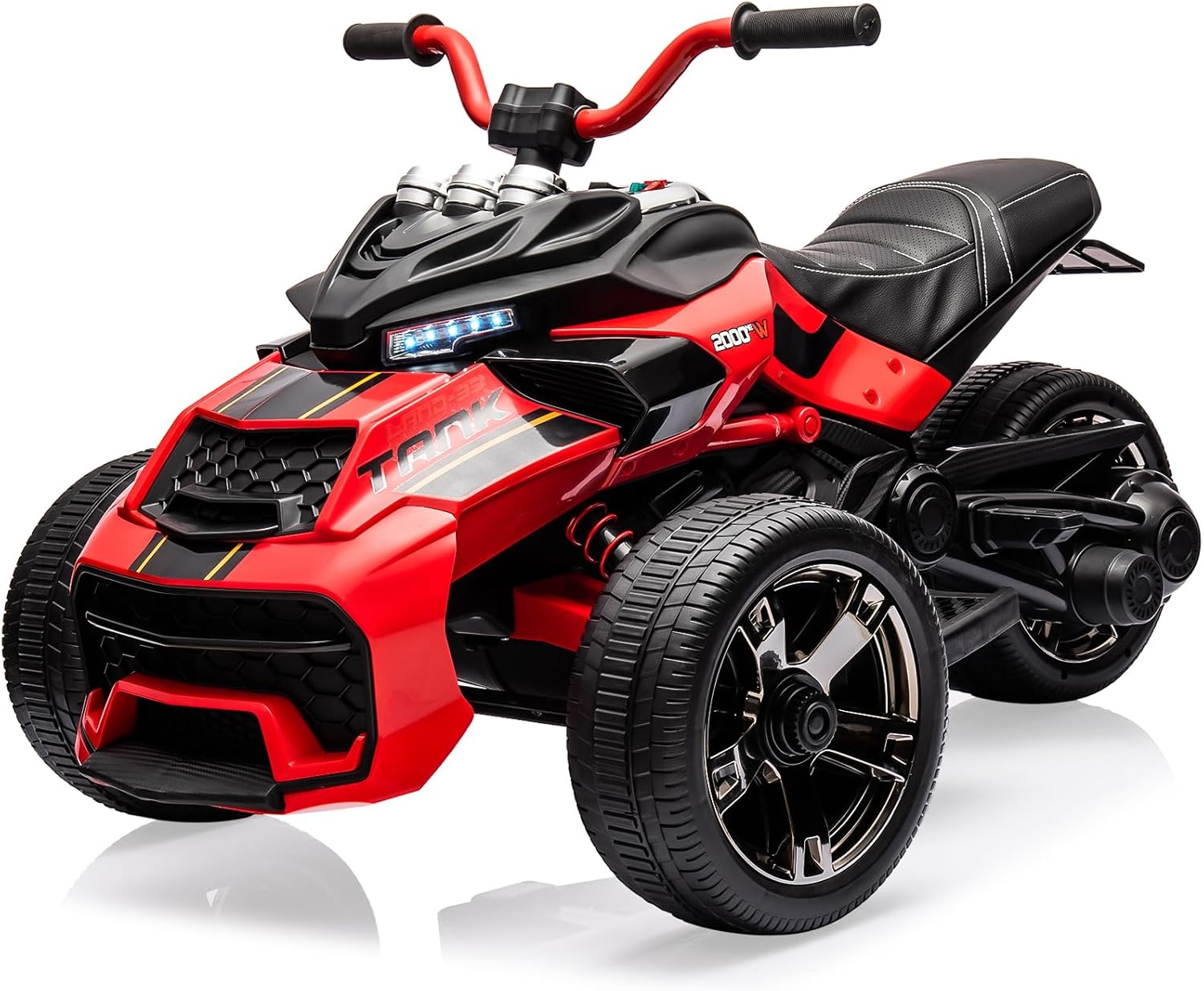 12V 3 Wheeler Ride On ATV Electric Motorcycle, Battery Powered Electric Vehicle w/Led Lights, High & Low Speed, Horn, Music, USB, Treaded Tires, Ride