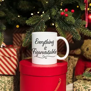 Everything Is Figureoutable Letter Pattern Mug, 1 Count 11oz Ceramic Coffee Mug with Handle, Inspirational Gift for Friend & Family