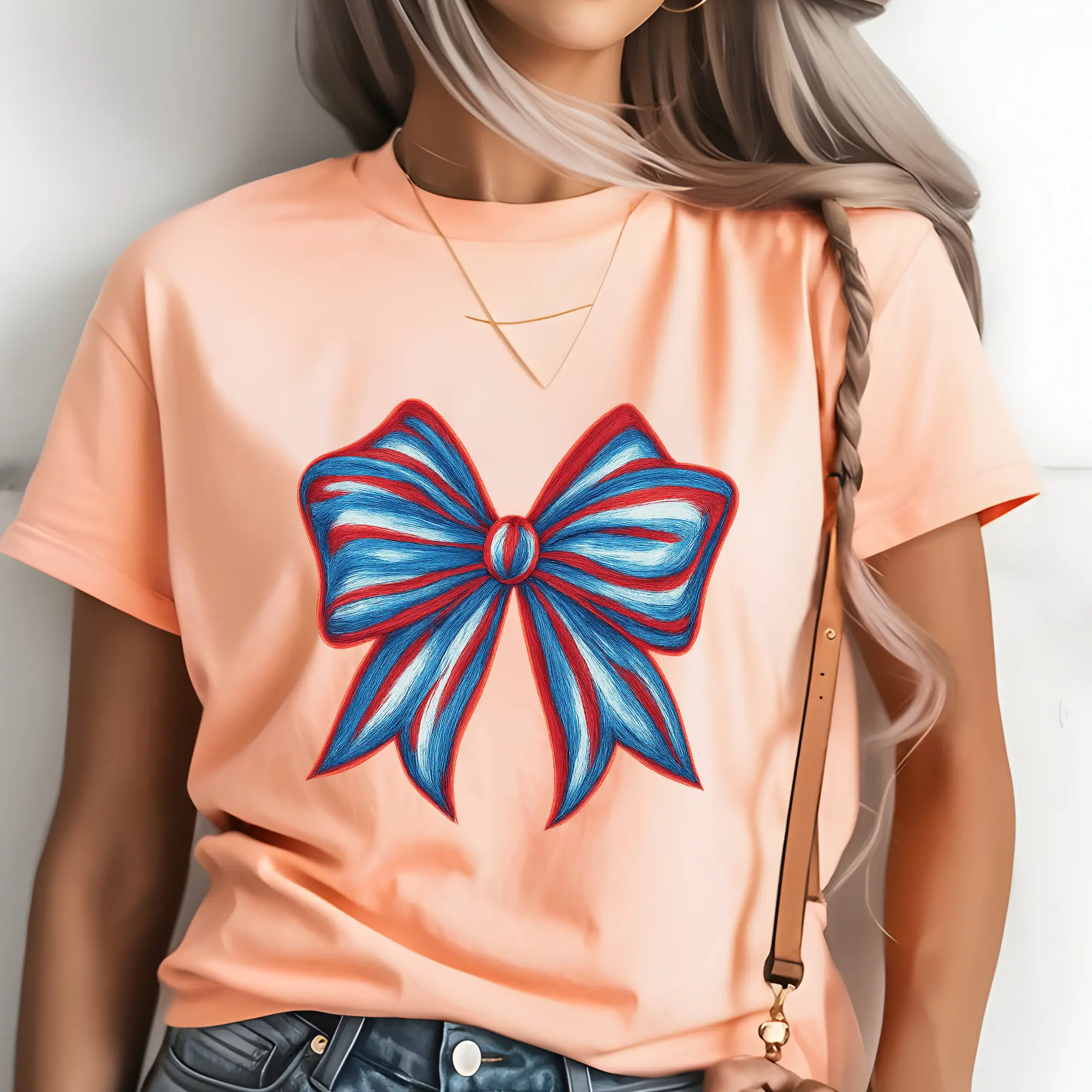 Red, White and Blue Patriotic Bows Choose from 2 Direct To Film Print, DTF Print, Ready To Press Print For T-Shirts