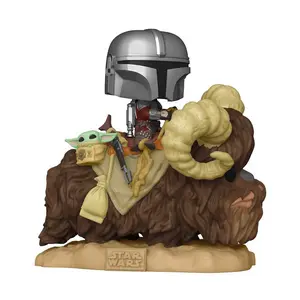 Star Wars The Mandalorian Mando on Bantha with Child in Bag  Deluxe Pop! Vinyl Figure #416