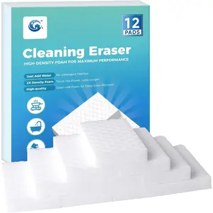 12PK Magic Sponges Cleaning Eraser,    Pads, 2X Density Stronger Sponge for Household, Multi-Surface Cleaning Supplies for Kitchen, Furniture, Bathroom, Sink, Wall, Boat