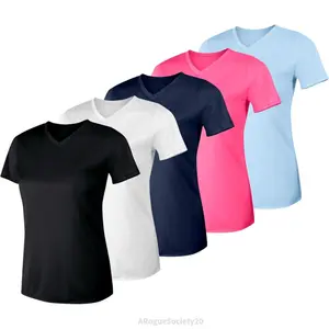 Women's Cool Dri Performance V-Neck T-Shirt, Moisture-Wicking Short Sleeve Tee, 40+ UPF Protection, 1 Or 5 PackRogueSociety20