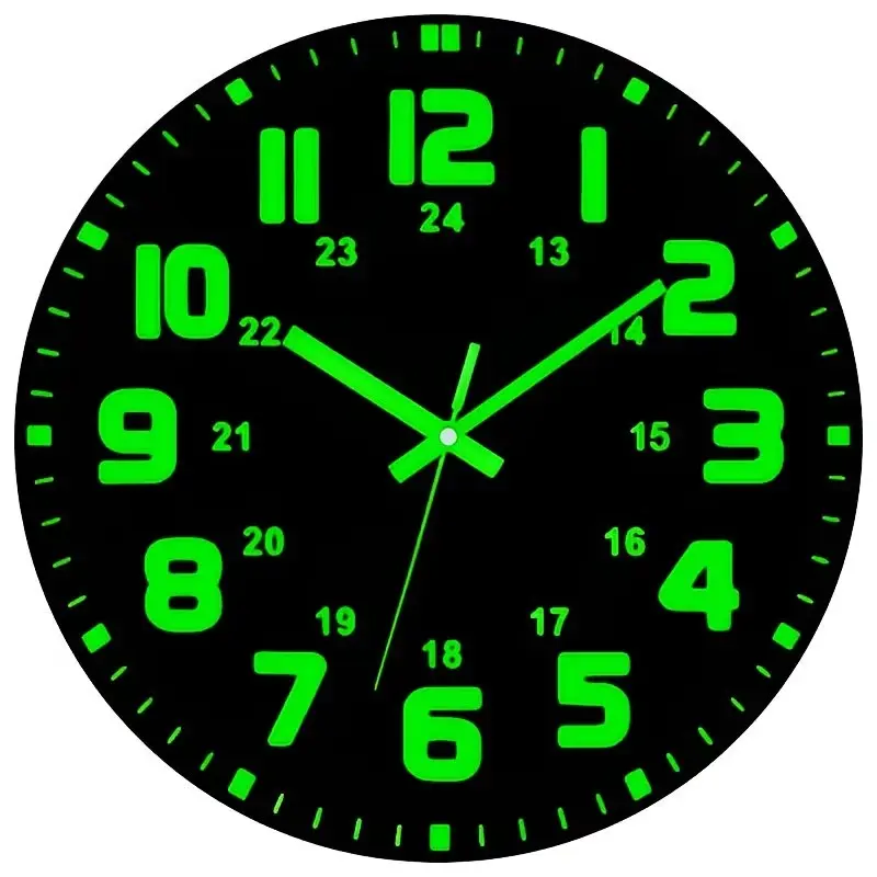 Luminous Vinyl Wall Clock, Clear Digital Display, Silent Design, Luminous Numbers and Hands, Ideal for Bedrooms, Living Rooms, Kitchens, Home Decor, Battery Operated Wall Clock